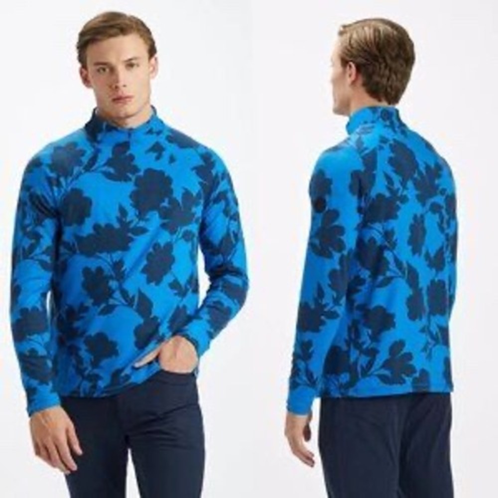 G/FORE Floral Print Golf Pullover Lightweight 1/4 Zip Long Sleeve Top L, NWT‎